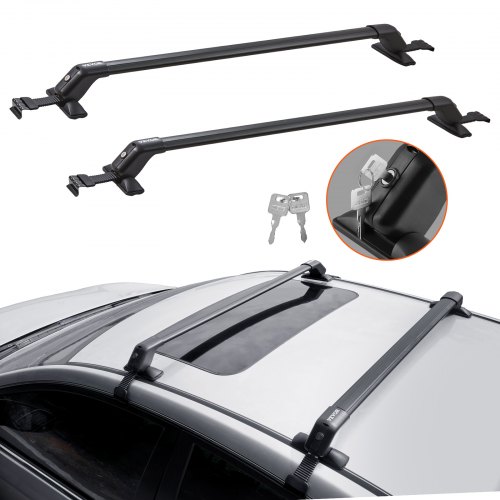 VEVOR Dachträger Dachgepäckträger Auto Querträger 2 Stk. Dachträger 70,3 kg Tragfähigkeit, geeignet für PKW Abstand zwischen Dachrinnen 105-109 cm, Abstand von Dachrinnen zu Fenstern 6 cm
