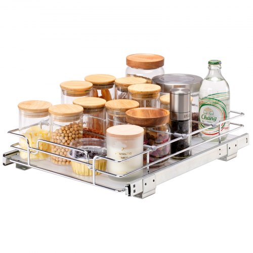 

VEVOR ausziehbares Gewürzregal (315x420x85 mm) Spülschrankregal Küchenschrank, Schiebeschublade Waschbecken Gewürzregal Schrank Organizer Unterschrankregal 355x444x177 mm (Installationsgröße)