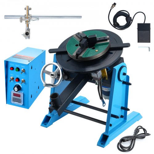 VEVOR Schweißdrehtisch 80 W Schweißpositionierer 1-12 U/min Manipulator 30 kg(Horizontal)/15 kg(vertikal) Drehtisch 0–90° Neigungswinkel KD200-Dreibackenfutter zum Schneiden, Schleifen, Montieren HJBWJX30KG80ONXXLV2