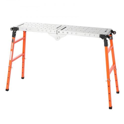 VEVOR 2-in-1 Schweißplattform & Schweißtisch 1397x355,6mm 500kg Tragkraft, Klappbare Werkbank aus Stahl für Werkstatt Garage Baustelle, mit 4 Rollen 12 Werkzeugschlitzen & 14mm Befestigungslöchern
