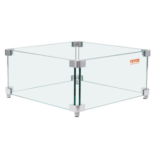 

VEVOR Windschutz für Gas-Feuerstelle für quadratischen Feuertisch, 380 x 380 x 180 mm, Windschutz für Feuerstellen, 8 mm dicker quadratischer Glasschutz, Glasplatte mit harter Eckhalterung und Füßen