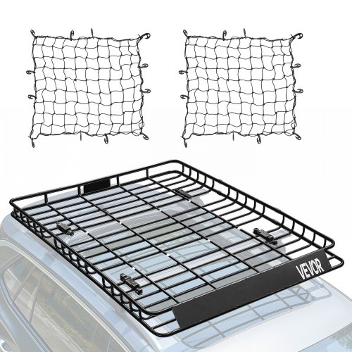 

VEVOR Dachgepäckträgerkorb Autodachkorb (1630 x 1270 x 105 mm) universeller Dachgepäckträger aus rostfreiem legiertem Stahl mit Gepäcknetzen (68 kg Max Tragkraft), Autodach-Gepäckträger für SUV Lkw