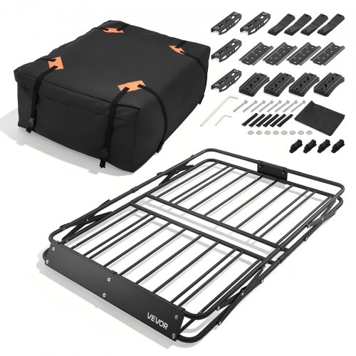 VEVOR Dachträgerkorb 1295 x 914 x 102 mm Dachgepäckkorb mit Klappmechanismus Tragkraft bis 90,72 kg Wetterfester Faltbarer Autodachkorb aus Legierungsstahl Dachtransportkorb Geeignet für SUVs Pickups