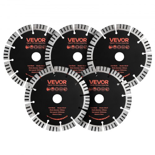 VEVOR 5 Stk. Diamanttrennscheiben 160mm, Diamant-Sägeblätter mit 22,2mm Bohrung & 15mm Segmenthöhe, Max. 7000 U/min Diamantscheiben für Trocken/Nass Schneiden, Trennscheibe für Beton Mauerwerk Stein