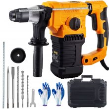 VEVOR Elektrischer Bohrhammer, 1500 W Kombihammer Bohrmaschinen, 32 mm Stemmhammer Schlagbohrmaschinen, Max. 850 U / min Meißelhammer Schlaghammer, 6,5 A Akku Abbruchhammer Kit, 6,3 kg Bürstenloser