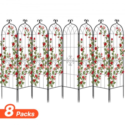 VEVOR Rankgitter, 180x52,5 cm 8er-Pack, Metall Rankhilfe mit Pulverbeschichteter Oberfläche & Verriegelungsmechanismus, Kletterhilfe, Garten Spalier, Pflanzengitter für Blumen, Gemüse & Rosen