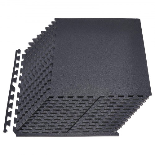 VEVOR 24 x Puzzlematte Bodenschutzmatte 610 x 610 x 14 mm, Hochdichte EVA-Schaumstoffmatte, Ineinandergreifende Fitnessmatte Gymnastikmatte Sportmatte, Trainingsmatte Zuhause Fittnessstudio Schwarz
