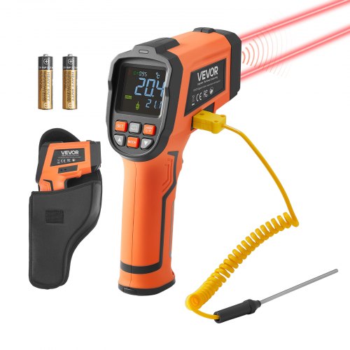 VEVOR Infrarot Thermometer -30℃ bis 1600℃, Digitales IR-Temperaturmessgerät mit LCD-Display Typ-K-Thermoelement & Dual-Laser, Berührungslose Temperaturpistole für Kochen Industrie (Nicht für Menschen)