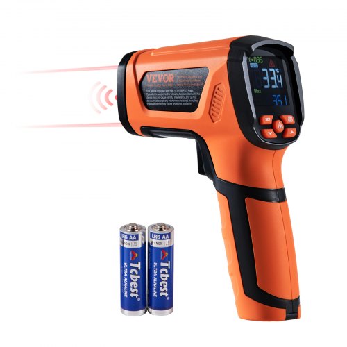 VEVOR Infrarot Thermometer IR 50:1 Pyrometer -40°C bis 1500°C Laser Temperaturmesser 180x120x60mm Temperaturmessgerät Nicht Menschliches Körperthermometer für Kochen/Barbecue/Gefrierschrank/Industrie