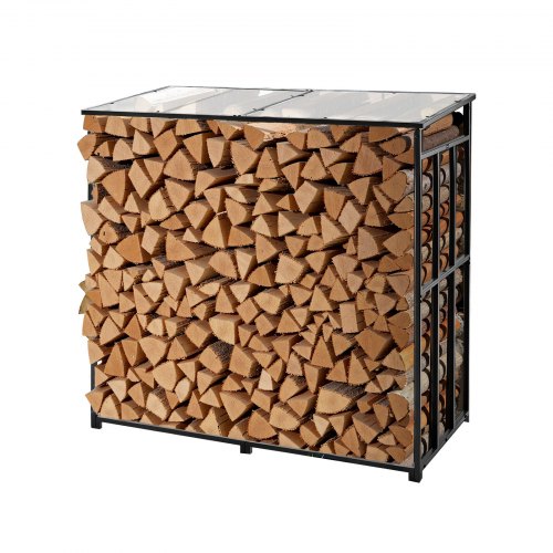 VEVOR Metall Kaminholzregal, 143x70x143 cm Brennholzregal, Kaminholzunterstand, max. Tragkraft 300 kg, Feuerholzregal, Kaminholzlager, Stapelhilfe für Veranden, Terrassen, Gärten