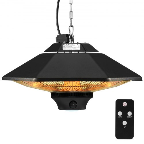 

VEVOR Deckenheizstrahler, 2000 W, Fernbedienung, Wärmestrahler für draußen/drinnen, IP34-geschützter Heizstrahler mit Zugschnur und verstellbarer Kette, für Veranda, Terrasse, Esszimmer, Studio