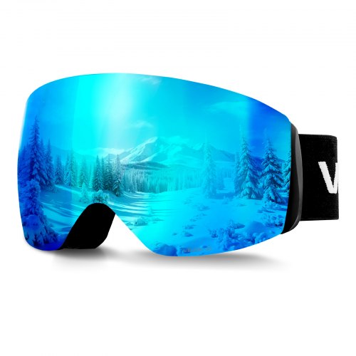 VEVOR Rahmenlose Skibrille, sphärische Linse mit blauer Revo-Beschichtung, OTG Anti-Beschlag-Motorradbrille, Schutzbrille, Motocross Brille geeignet zum Skifahren, Skaten, Snowboarden