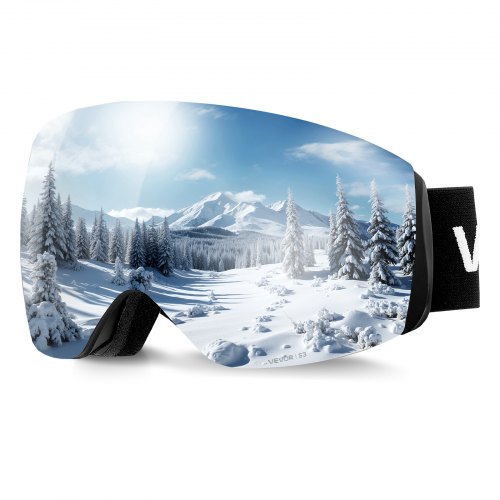 VEVOR Rahmenlose Skibrille, sphärische Linse mit Silver Mirror Revo-Beschichtung, OTG Anti-Beschlag-Motocross-Brille, Motorradbrille, Crossbrille, Schutzbrille, für Skifahren, Skaten, Snowboarden