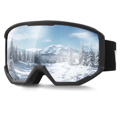 VEVOR Skibrille, zylindrische Linse mit orangefarbener Revo-Beschichtung, OTG-Antibeschlag-Motocross Brille, TPU-Rahmen und Belüftungsstruktur, Motorradbrille für Skifahren, Snowboarden, Radfahren