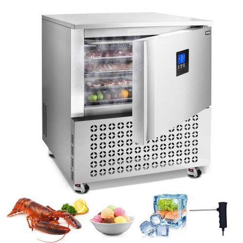

VEVOR kommerzieller Schockfroster 114 L Schockkühler mit 5 Einschüben, Schockfroster-Gefriertruhe mit 4 Gefriermodi, Lebensmittel-Schockfroster aus Edelstahl mit Rollen für Restaurants, Meeresfrüchte