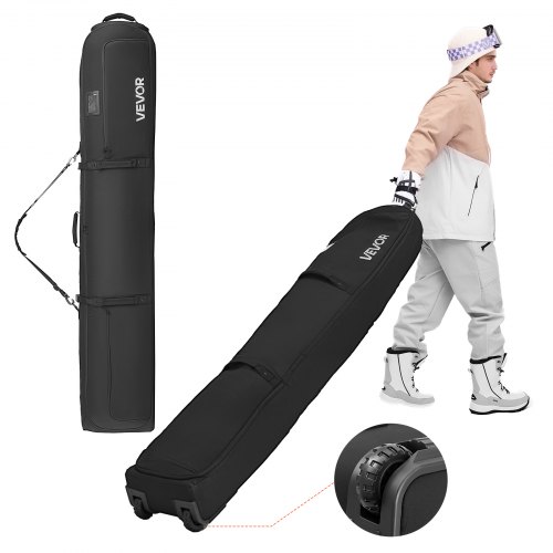 

VEVOR Skitasche mit Rolle, bis zu 175 cm, Skibag, Skisack, Skicover, 600D wasserdichtes Oxford-Gewebe, mit verstellbaren Riemen, für Skistöcke, Schutzbrillen, Handschuhe, Helme, Stiefel (schwarz)
