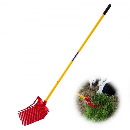 

VEVOR Schwedengabel, 18 Zinken, Bollengabel mit langem Fiberglasstiel, 1550 mm Kunststoff-Heugabel, Mistforke-Werkzeug für Gartenarbeit, Pferdestall, Stall, Gras, Heureinigung, Farmarbeit