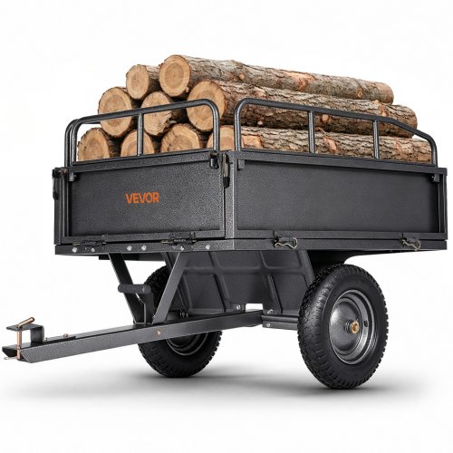VEVOR Kippanhänger, 226,79 kg Fassungsvermögen, ATV-UTV-Transportanhänger 142x76x70 cm, Kippwagen mit 35,56 cm Reifen, Handzug oder Fußpedal, Hofanhänger für Rasenmähertraktoren