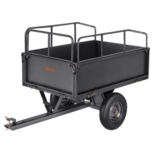

VEVOR Kippanhänger, 272 kg Fassungsvermögen, ATV-UTV-Transportanhänger, Kippwagen zum Hinterherziehen mit 40,64 cm Reifen, Handzug oder Fußpedal, Hofanhänger für Rasenmähertraktoren