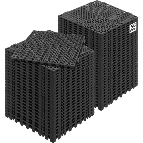 

VEVOR Ineinandergreifende Fliesen 55 Stk. Bodenfliesen Drainage-Bodenfliesen, Bodenfliesen 30 x 30 cm Außenbereich Quadratische Bodenfliesen Terrasse PVC Bodenfliesen Badezimmer, Toilette, Schwarz