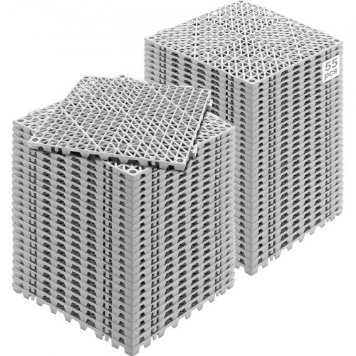 

VEVOR Ineinandergreifende Fliesen 55 Stk. Bodenfliesen Drainage-Bodenfliesen, Bodenfliesen 30 x 30 cm Außenbereich Quadratische Bodenfliesen Terrasse PVC Bodenfliesen Badezimmer, Pool, Toilette, Grau