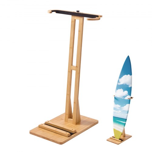 

VEVOR vertikaler Surfbrettständer Surfbrettregal aus Holz zur Aufbewahrung (einstellbar 370-665 mm), freistehender Boardständer-Organizer mit Korkpolsterung, für Wakeboard Snowboard Kiteboard