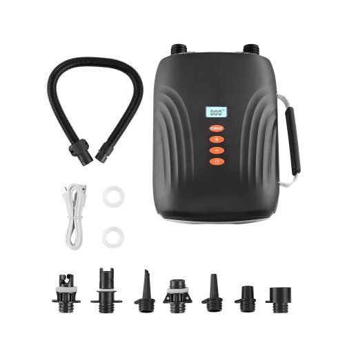 

VEVOR Paddleboard Pumpe (20 PSI) wiederaufladbarer Akku, zweistufige elektrische SUP-Luftpumpe mit automatischer Abschaltung & 12 V DC Autoanschuluss, Aufblasen & Entleeren ideal für Schlauchboote