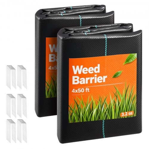 VEVOR 2x Unkrautvlies 1,2x15,2 m Gartenvlies 90 g/㎡, Unkrautmatte aus Polypropylen, Unkrautfolie mit Hoher Belüftung Entwässerung, Wurzelsperre gegen Unkraut für Gewächshaus Bauernhof Garten, Schwarz JBXBZ450FT32XNA92001V0