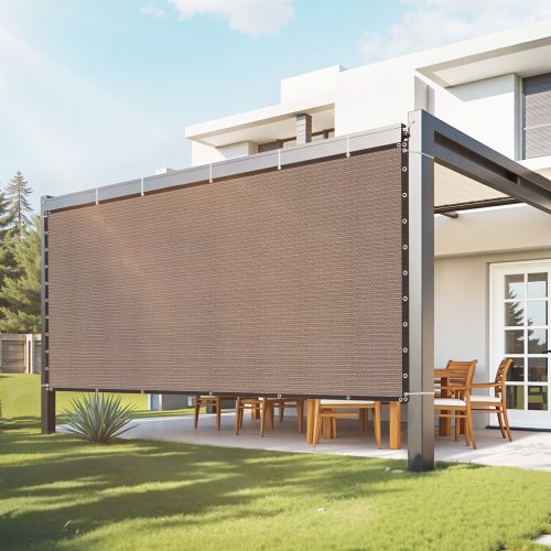 

VEVOR 90 % Sonnenschutztuch Sichtschutz Schattenabdeckung (305 x 366 cm) für Pergola mit Edelstahlösen, Sonnensegeltuch mit 140 g/m² HDPE-Material, für Outdoor Terrasse Garten Hinterhof (braun)
