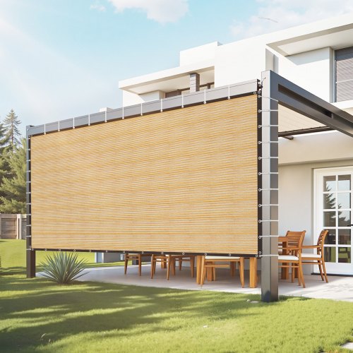 

VEVOR 90 % Sonnenschutztuch Sichtschutz Schattenabdeckung (366 x 610 cm) für Pergola mit Edelstahlösen, Sonnensegeltuch mit 160 g/m² HDPE-Material, für Outdoor Terrasse Garten Hinterhof (Beige)