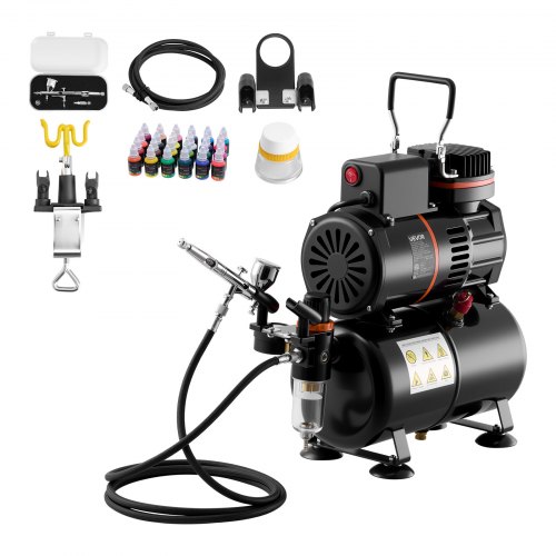 VEVOR Airbrush Pistolen Set Luftkompressor mit Schlauch Tank 2 Ventilatoren