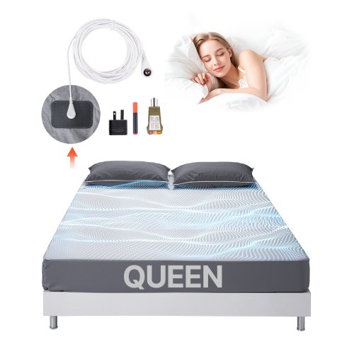 

VEVOR Erdungsbettlaken, Queen-Size, 95 % Baumwolle & 5 % reine Silberfaser, Erdungsmatte, mit Erdungskabel & Tester, für verbesserten Schlaf & Wohlbefinden (Grau, Queen – 1525x2030x5 mm)