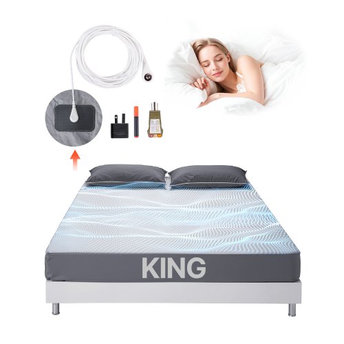 

VEVOR Erdungsbettlaken, Kingsize, 90 % Baumwolle & 10 % reine Silberfaser, Erdungsbettmatte, mit Erdungskabel & Tester, für verbesserten Schlaf & Wohlbefinden (Grau, Kingsize – 1981x2030x5 mm)