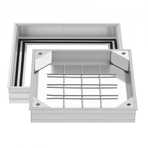 VEVOR Schachtabdeckung mit Rahmen 30 x 30 cm, Unsichtbarer Schachtdeckel Auspflasterbarer Klärgrubendeckel aus Aluminiumlegierung für Integrierten Abflusskanal auf Gehwegen in Gärten auf Terrasse