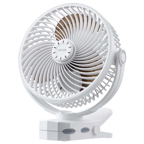 VEVOR Mini Ventilator mit Clip, Tischventilator mit USB-Anschluss, 3 Geschwindigkeitsstufen & Zirkulationsmodus, Umluftventilator für Schreibtisch, Golfwagen, Outdoor-Camping, Laufband, Büro, Weiß
