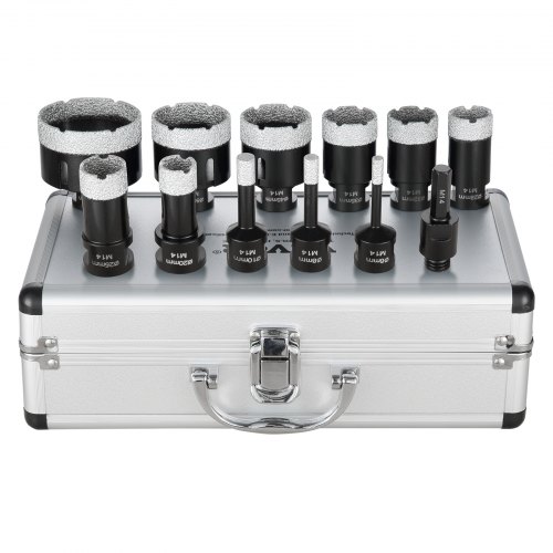 VEVOR Diamant-Kernbohrer-Set, 11-teilig, 6/8/10/20/25/28/32/35/45/50/65 mm, Diamant-Lochsägen-Set, mit M14-Anschluss und Aufbewahrungskoffer für Trocken und Nass, Diamantbohrer JGSKZT6810203XYBVV0