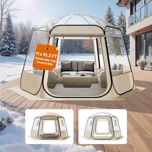VEVOR Pop-up-Bubble-Zelt, 336x305x220 cm, transparentes Campingzelt, Garten-Kuppel-Iglu-Zelt mit Fenstern, 540°-Panoramablick, für 8–10 Personen, Terrasse, Hinterhof