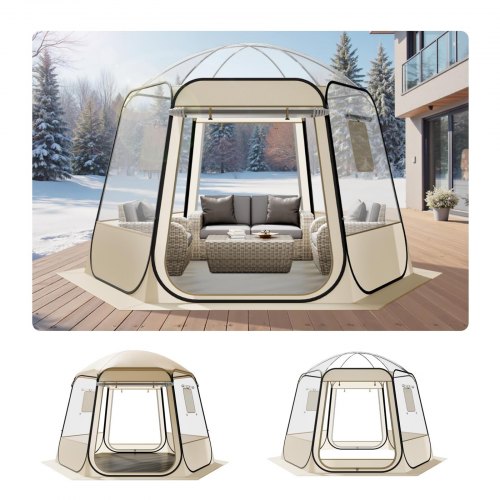VEVOR Pop-up Bubble Tent, 336x305x220 cm, Transparante Kampeertent, Tuinkoepel Iglo Tent met Ramen, 540° Panoramisch Uitzicht, voor 8-10 Personen, Terras, Achtertuin