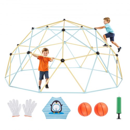 

VEVOR Kletterkuppel geometrisches Klettergerüst mit 2 Basketbällen & Netz (305 cm), 453 kg belastbares Klettergerüst, Klettergerät für Kinder von 3 bis 10 Jahren Gartenspielzeug Spielplatz