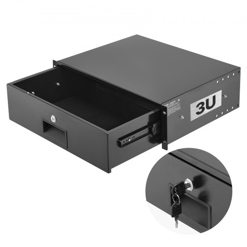 VEVOR 3U-Rackschublade, 22,68 kg, abschließbares Serverschrankgehäuse, Schiebeschublade mit Schloss & Kabelmanagementlöchern, für 482 mm Netzwerkgeräte-Server-AV-Rack oder Schrankgehäuse