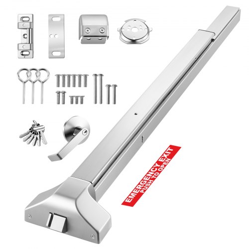 

VEVOR Panikstange 1045 mm, Notausgangsstange für Notausgangstüren, Notausgangstürbeschlag mit Außenhebelgriff & 6 Schlüsseln, für 104 bis 155 cm Breite Holz- oder Metalltüren, Silber