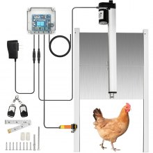 VEVOR Schieber Hühnerklappe Stallöffner, 32 x 30 cm Automatische Hühnerklappe Lichtsensor, 220 V 66 W Automatische Hühnertür, mit 2 Fernbedienungen, Infrarot-Induktion Automatische Geflügelklappe