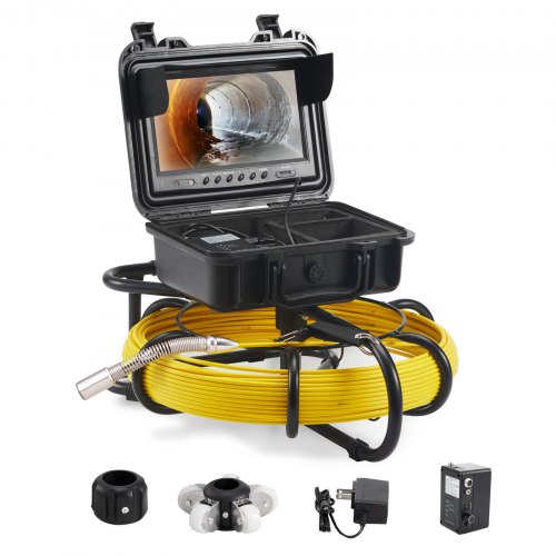 VEVOR Kanalkamera, 50 m, 23 cm Bildschirm, Rohrinspektionskamera mit DVR-Funktion, IP68-Kamera mit 12 einstellbaren LEDs, mit einer 16 GB SD-Karte für Abwasserleitungen, Haus, Kanal, Abflussrohr