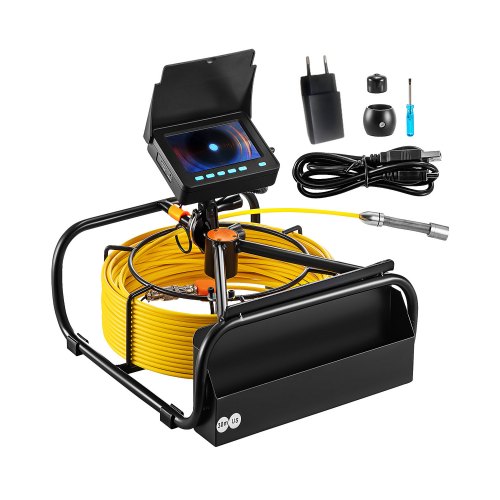 

VEVOR Kanalkamera 30m, Rohrinspektionskamera mit 4,3 Zoll LCD Bildschirm 6 einstellbare LED 16 GB-Karte 3-facher Zoom 8500 mAh Hochleistungsakku, IP68 wasserdichte Sanitärkamera für Abwasserkanalrohre