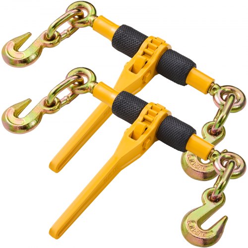 

VEVOR Ratschenkettenbinder, 1/4"-5/16", 2600 lbs sichere Arbeitslast, 2er-Pack Lastbinder mit 2 Greifhaken, Zurrgurte für Transportketten, Hochleistungs-Abschleppketten-Ratschenbinder für Pritschenwagenanhänger