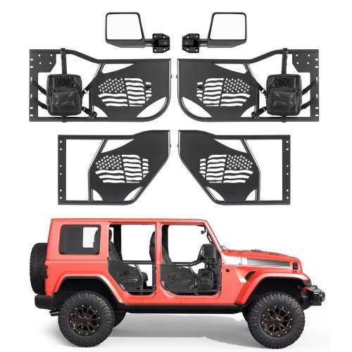 

VEVOR Röhrentüren 4-türig, Kompatibel mit Jeep Wrangler JK Unlimited (Bj. 07-18), Offroad-Halbtüren aus Stahl (Vorne & Hinten) mit DOT-zertifizierten Außenspiegeln Aufbewahrungstasche Gummipolstern