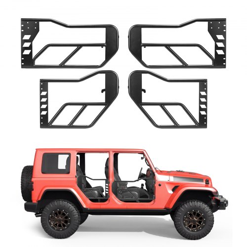 

VEVOR Jeep Rohrrahmentüren 4-türig Kompatibel mit Jeep Wrangler JK Unlimited (2007–2018) Offroad-Halbtüren aus Legiertem Stahl für Vorne und Hinten mit Aufbewahrungstasche Gummipuffern Scharnieren