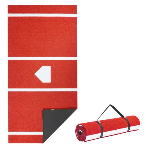 VEVOR Baseball Schlagmatte Trainingsmatte Softball Rot 300x116cm Outdoor