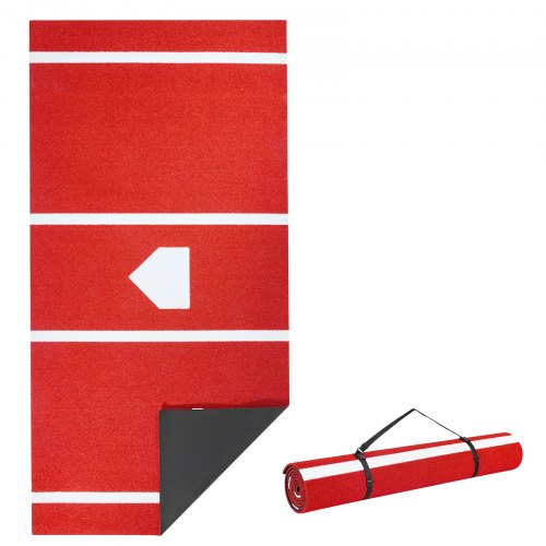 VEVOR Baseball Schlagmatte Trainingsmatte Softball 366x183cm Outdoor Rot