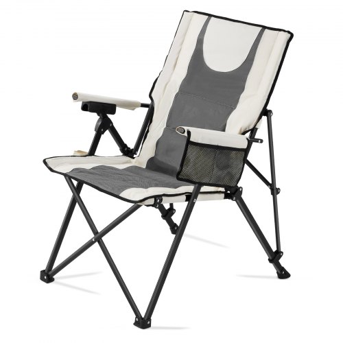 VEVOR Beheizter Campingstuhl, 3 Heizstufen, Klappstuhl mit hoher Rückenlehne, Tragkraft 117 kg, Vollgepolsterte Strandstühle mit Armlehne & Getränkehalter, Gartenstühle für Outdoor, 58x83x140 cm